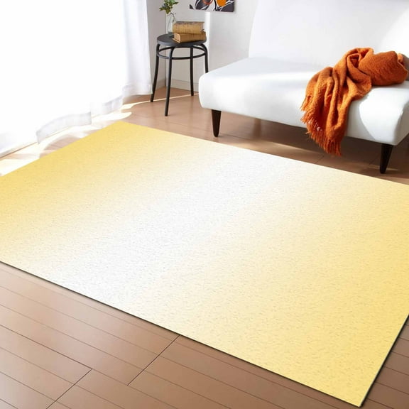 Area Rugs 2.7x5 Ft Ombre Abstract Gradient Lemon Yellow and White Non-Slip Washable Rug Indoor Rug Floor Mats Non Shedding Carpet for Living Room Bedroom Dining Room Home Decor