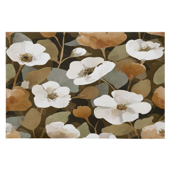 Area Rugs 23.62"x35.43" Soft Non-Slip Door Mat Machine Washable Entryway Rug for Bedroom Kitchen Camouflage White Flowers