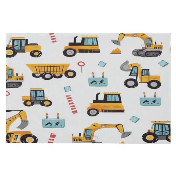 Area Rugs 23.62"x35.43" Soft Non-Slip Door Mat Machine Washable Entryway Rug for Bedroom Kitchen Construction Trucks and Excavators