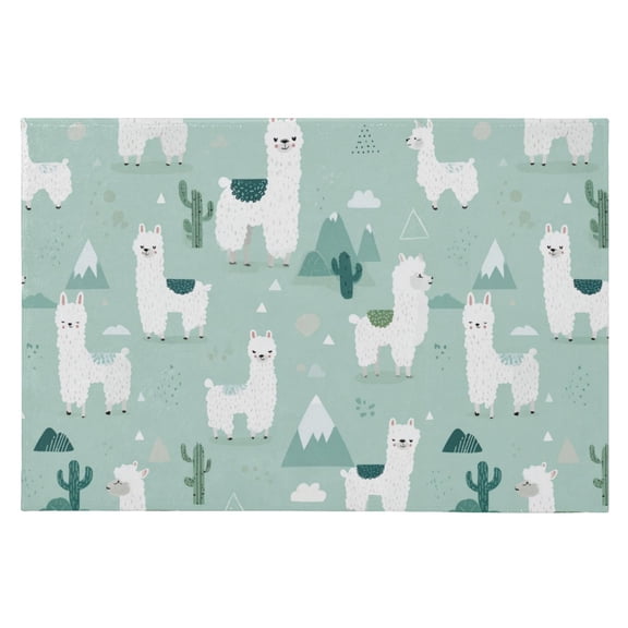 Area Rugs 23.62"x35.43" Soft Non-Slip Door Mat Machine Washable Entryway Rug for Bedroom Kitchen Cute Cartoon Llama Pattern