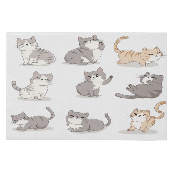 Area Rugs 23.62"x35.43" Soft Non-Slip Door Mat Machine Washable Entryway Rug for Bedroom Kitchen Cute Cat Characters