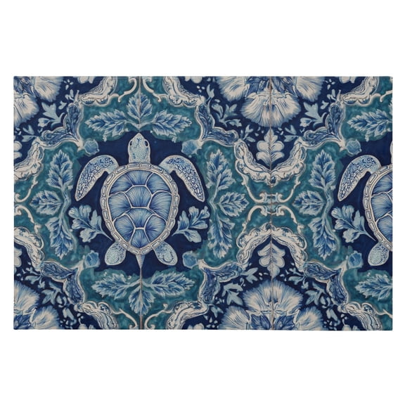 Area Rugs 23.62"x35.43" Soft Non-Slip Door Mat Machine Washable Entryway Rug for Bedroom Kitchen Dark Teal Turtle Pattern