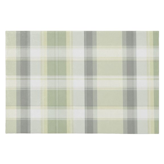 Area Rugs 23.62"x35.43" Soft Non-Slip Door Mat Machine Washable Entryway Rug for Bedroom Kitchen Light Gray and Green Plaid
