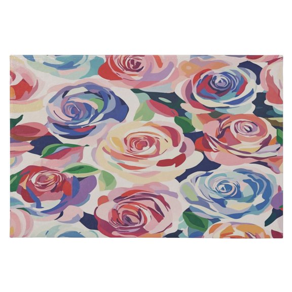 Area Rugs 23.62"x35.43" Soft Non-Slip Door Mat Machine Washable Entryway Rug for Bedroom Kitchen Modern Art Roses