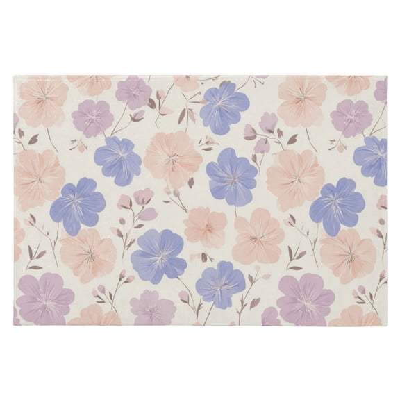 Area Rugs 23.62"x35.43" Soft Non-Slip Door Mat Machine Washable Entryway Rug for Bedroom Kitchen Pastel Blue and Pink Flowers