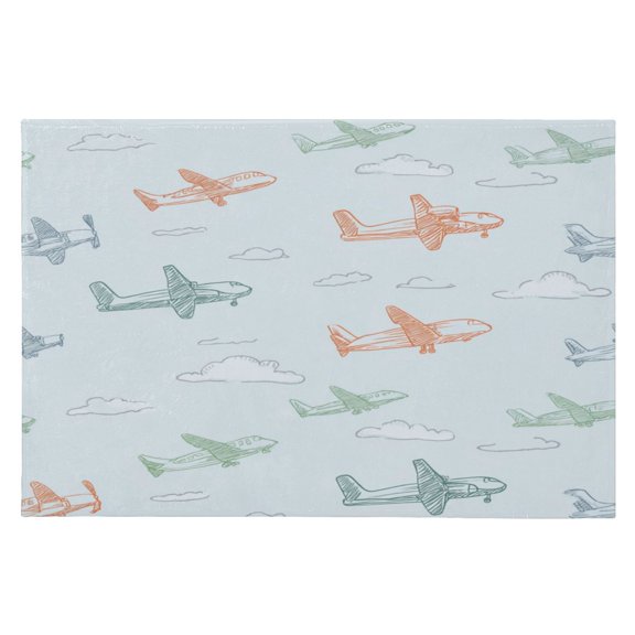 Area Rugs 23.62"x35.43" Soft Non-Slip Door Mat Machine Washable Entryway Rug for Bedroom Kitchen Pastel Doodle Airplanes