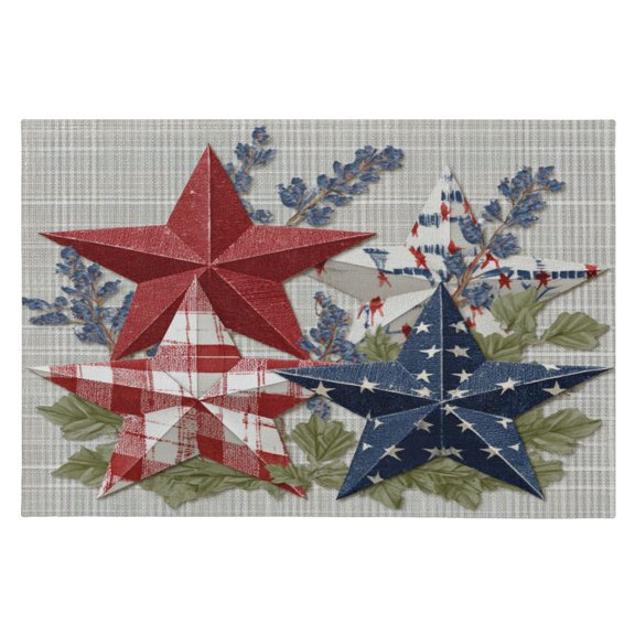Area Rugs 23.62"x35.43" Soft Non-Slip Door Mat Machine Washable Entryway Rug for Bedroom Kitchen Red White and Blue Stars