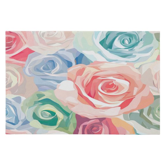 Area Rugs 23.62"x35.43" Soft Non-Slip Door Mat Machine Washable Entryway Rug for Bedroom Kitchen Roses Pattern
