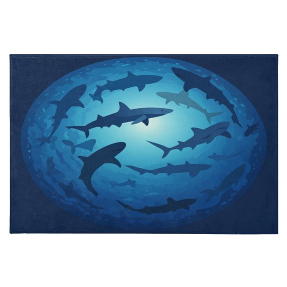 Area Rugs 23.62"x35.43" Soft Non-Slip Door Mat Machine Washable Entryway Rug for Bedroom Kitchen Sharks Silhouette