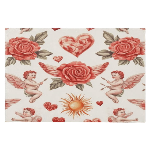 Area Rugs 23.62"x35.43" Soft Non-Slip Door Mat Machine Washable Entryway Rug for Bedroom Kitchen Watercolor Red Roses