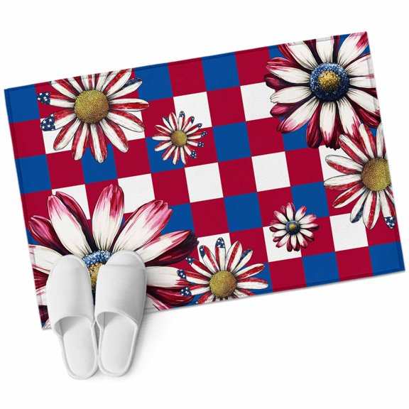Area Rugs 2x3,4th of July Daisy USA Flag Flower Non Slip Washable Rug Indoor Carpet Soft Floor Rugs for Home Living Room Bedroom Dining Room Office