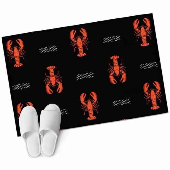 Area Rugs 2x3, Abstract Red Lobster on Black Non Slip Washable Rug ...