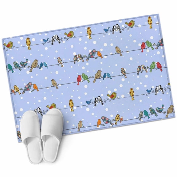 Area Rugs 2x3, Birds Sparrows on Cables Non Slip Washable Rug Indoor Carpet Soft Floor Rugs for Home Living Room Bedroom Dining Room Office