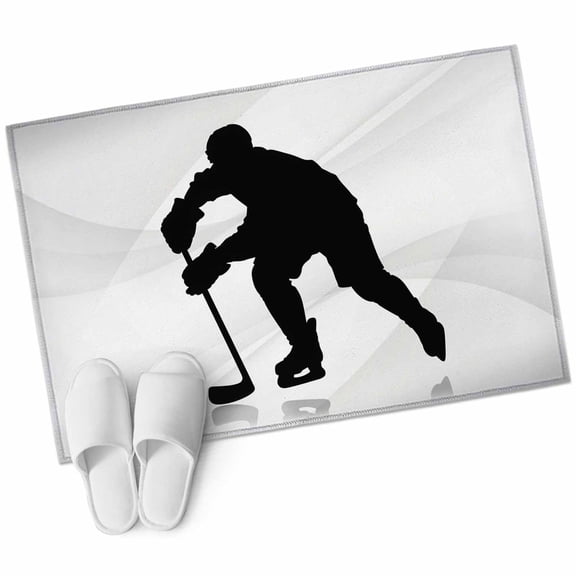 Area Rugs 2x3, Black Hockey Player Silhouette Non Slip Washable Rug Indoor Carpet Soft Floor Rugs for Home Living Room Bedroom Dining Room Office