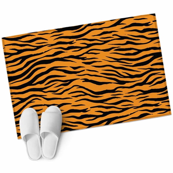 Area Rugs 2x3, Black Orange Tiger Wildlife Fur Non Slip Washable Rug Indoor Carpet Soft Floor Rugs for Home Living Room Bedroom Dining Room Office