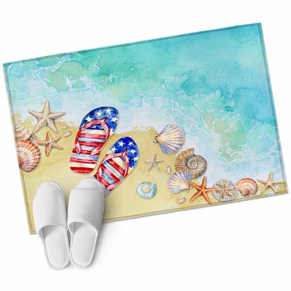Area Rugs 2x3,Blue Ocean Coastal Slippers USA Flag Non Slip Washable Rug Indoor Carpet Soft Floor Rugs for Home Living Room Bedroom Dining Room Office