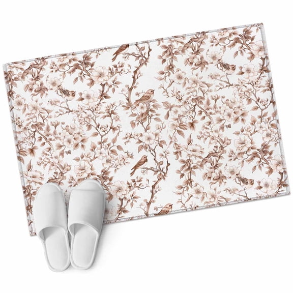 Area Rugs 2x3,Brown Birds Cherry Blossoms Branches Leaves Non Slip Washable Rug Indoor Carpet Soft Floor Rugs for Home Living Room Bedroom Dining Room Office