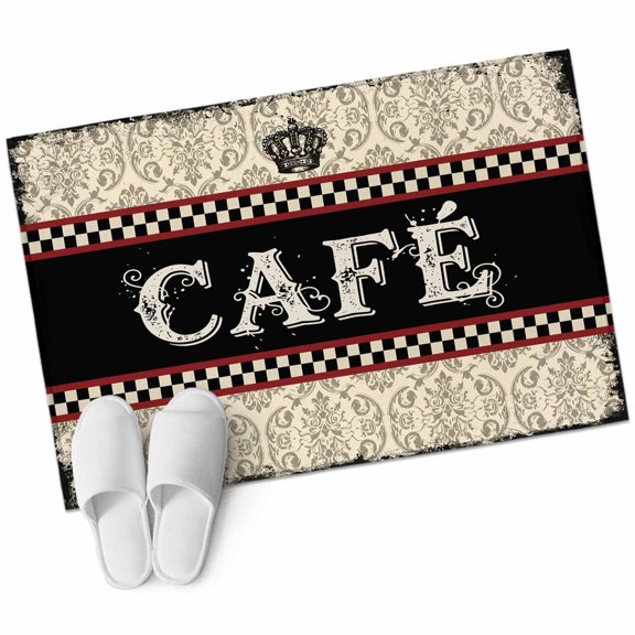 Area Rugs 2x3, Cafe Words on Black Background Non Slip Washable Rug Indoor Carpet Soft Floor Rugs for Home Living Room Bedroom Dining Room Office