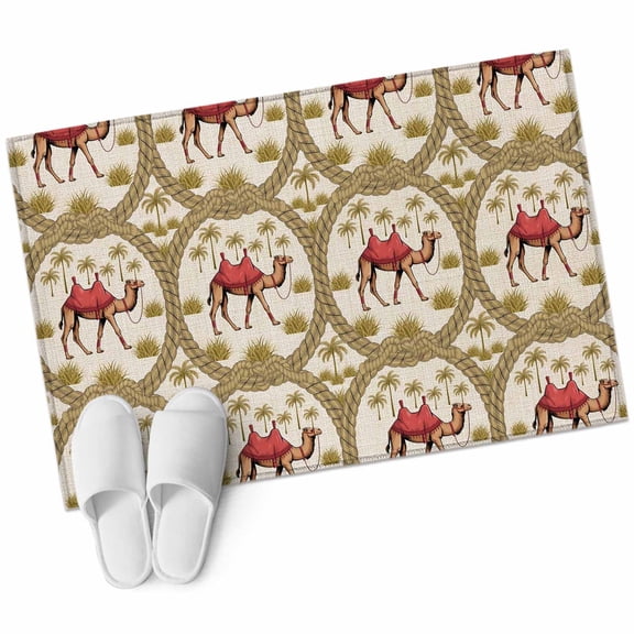 Area Rugs 2x3, Camel Date Coconut Trees Ropes Non Slip Washable Rug Indoor Carpet Soft Floor Rugs for Home Living Room Bedroom Dining Room Office