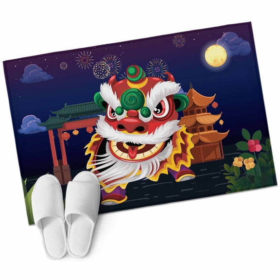 Area Rugs 2x3, Chinese Wind Lion Dance Non Slip Washable Rug Indoor Carpet Soft Floor Rugs for Home Living Room Bedroom Dining Room Office