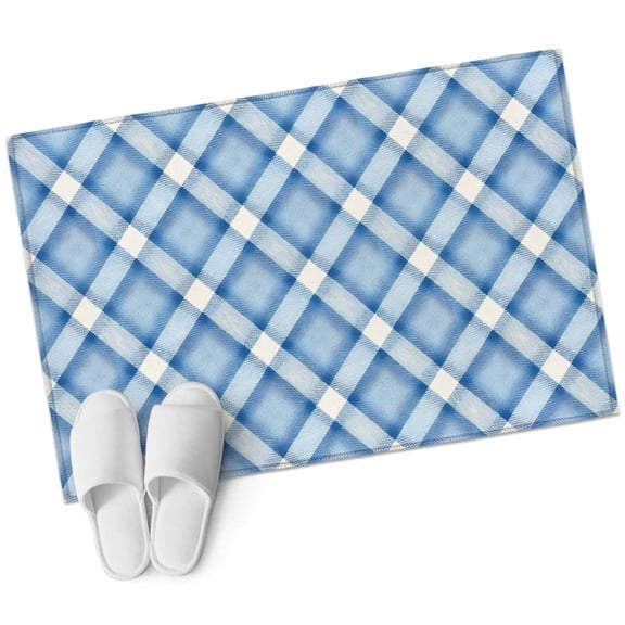 Area Rugs 2x3, Classic Navy White Gingham Check Non Slip Washable Rug Indoor Carpet Soft Floor Rugs for Home Living Room Bedroom Dining Room Office