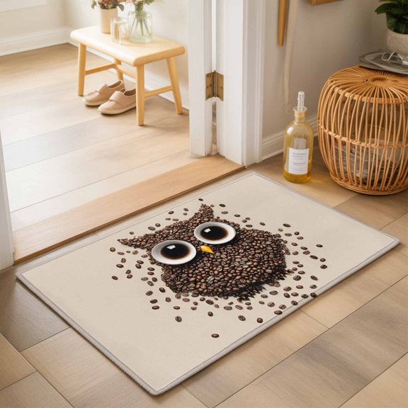 Area Rugs 2x3,Coffee Time Cups Abstract Owl Non Slip Washable Rug Indoor Carpet Soft Floor Rugs for Home Living Room Bedroom Dining Room Office