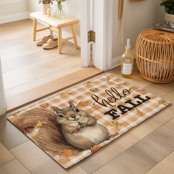 Area Rugs 2x3,Cute Squirrel Fall Tree Deciduous Non Slip Washable Rug Indoor Carpet Soft Floor Rugs for Home Living Room Bedroom Dining Room Office
