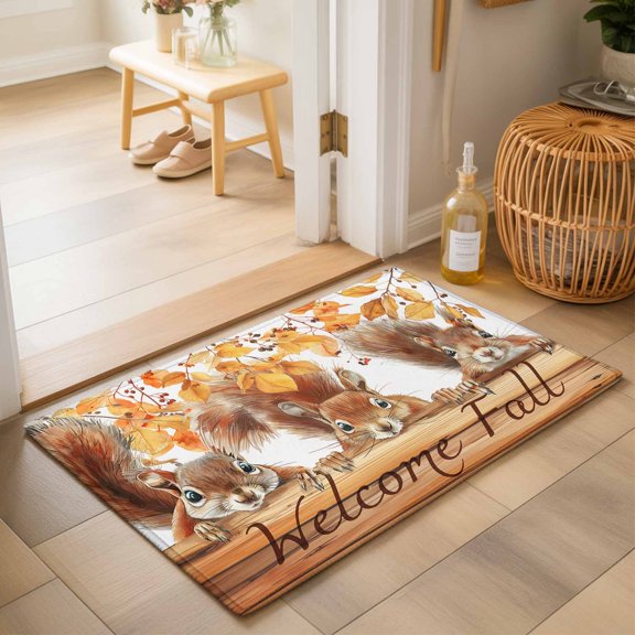 Area Rugs 2x3,Fall Thanksgiving Farm Squirrel Non Slip Washable Rug Indoor Carpet Soft Floor Rugs for Home Living Room Bedroom Dining Room Office