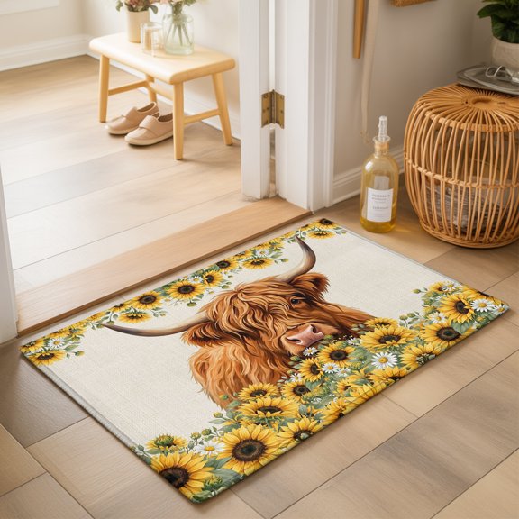 Area Rugs 2x3,Farm Animal Highland Cow Non Slip Washable Rug Indoor Carpet Soft Floor Rugs for Home Living Room Bedroom Dining Room Office
