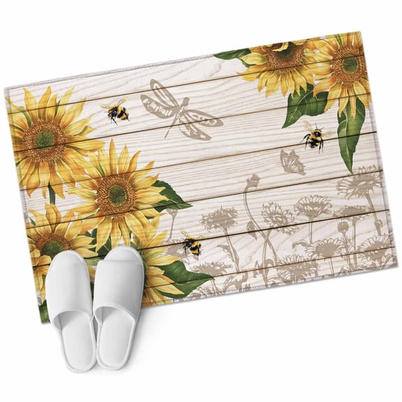 Area Rugs 2x3,Farm Sunflower Bee Dragonfly Non Slip Washable Rug Indoor Carpet Soft Floor Rugs for Home Living Room Bedroom Dining Room Office