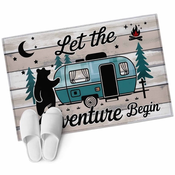 Area Rugs 2x3, Farmhouse Bear Camper Van Tree Non Slip Washable Rug Indoor Carpet Soft Floor Rugs for Home Living Room Bedroom Dining Room Office