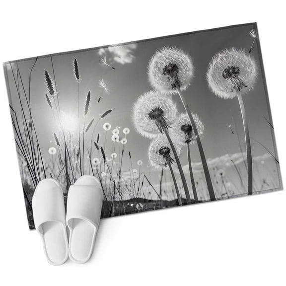 Area Rugs 2x3, Farmhouse Grey Field Dandelion Rural Plant Non Slip Washable Rug Indoor Carpet Soft Floor Rugs for Home Living Room Bedroom Dining Room Office