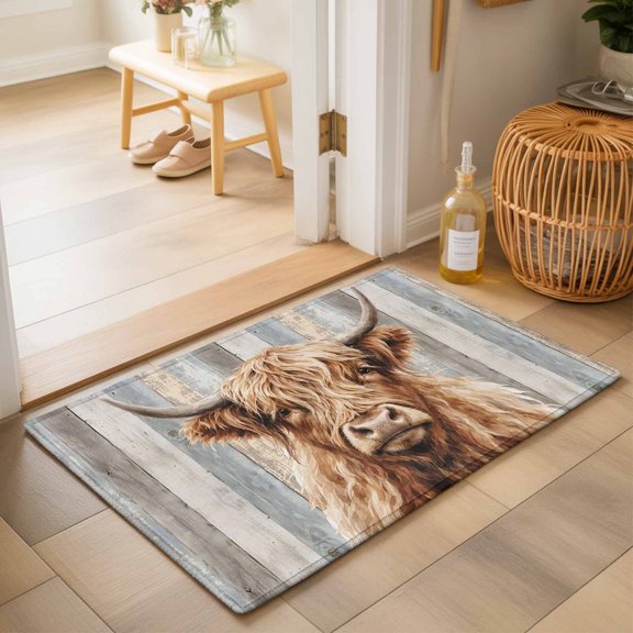 Area Rugs 2x3,Farmhouse Highland Cow Non Slip Washable Rug Indoor Carpet Soft Floor Rugs for Home Living Room Bedroom Dining Room Office