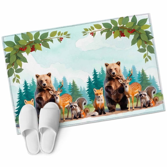 Area Rugs 2x3, Forest Bear Deer Fox Squirrel Non Slip Washable Rug Indoor Carpet Soft Floor Rugs for Home Living Room Bedroom Dining Room Office