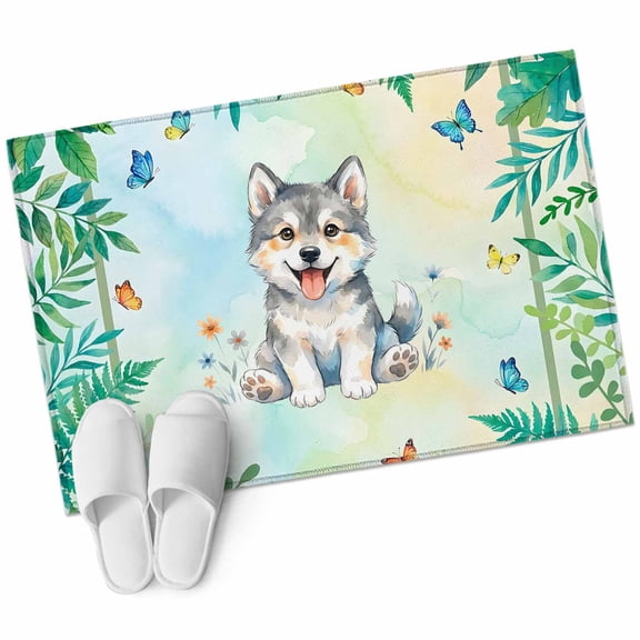 Area Rugs 2x3, Forest Green Leaf Wolf Non Slip Washable Rug Indoor Carpet Soft Floor Rugs for Home Living Room Bedroom Dining Room Office