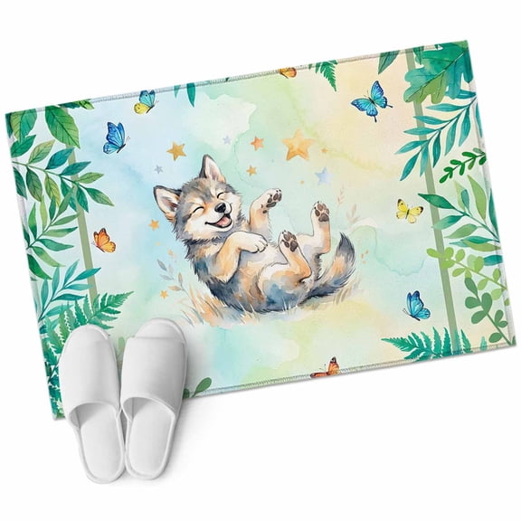 Area Rugs 2x3, Forest Wolf Butterfly Stars Non Slip Washable Rug Indoor Carpet Soft Floor Rugs for Home Living Room Bedroom Dining Room Office