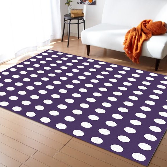 Area Rugs 2x3 Ft Circle Wave Point Purple Background Non-Slip Washable Rug Indoor Rug Floor Mats Non Shedding Carpet for Living Room Bedroom Dining Room Home Decor