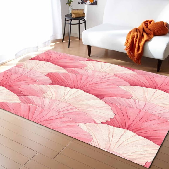 Area Rugs 2x3 Ft Coastal Pink Seashell Ocean Beach Summer Non-Slip Washable Rug Indoor Rug Floor Mats Non Shedding Carpet for Living Room Bedroom Dining Room Home Decor