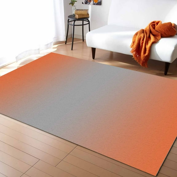 Area Rugs 2x3 Ft Ombre Abstract Gradient Orange and Gray Non-Slip Washable Rug Indoor Rug Floor Mats Non Shedding Carpet for Living Room Bedroom Dining Room Home Decor
