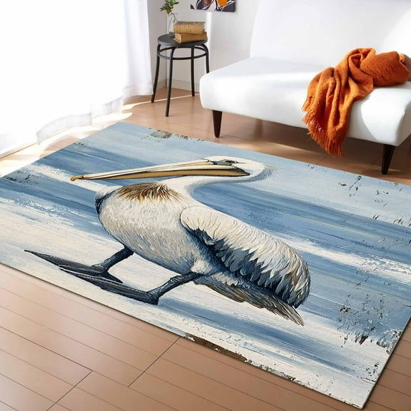 Area Rugs 2x3 Ft Pelican Modern Retro Bird Ocean Non-Slip Washable Rug Indoor Rug Floor Mats Non Shedding Carpet for Living Room Bedroom Dining Room Home Decor