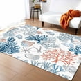thumbnail image 1 of Area Rugs 2x3 Ft Summer Coastal Blue Grey Coral Conch Nautical Non-Slip Washable Rug Indoor Rug Floor Mats Non Shedding Carpet for Living Room Bedroom Dining Room Home Decor, 1 of 8
