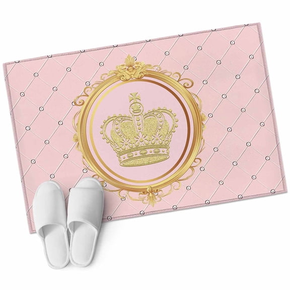Area Rugs 2x3,Golden Crown Queen Pink Lattice Non Slip Washable Rug Indoor Carpet Soft Floor Rugs for Home Living Room Bedroom Dining Room Office