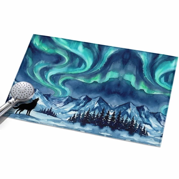Area Rugs 2x3,Green Lights Wolf Non Slip Washable Rug Indoor Carpet Soft Floor Rugs for Home Living Room Bedroom Dining Room Office