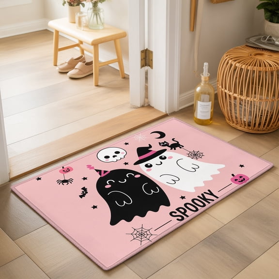 Area Rugs 2x3,Halloween Black White Ghost Non Slip Washable Rug Indoor Carpet Soft Floor Rugs for Home Living Room Bedroom Dining Room Office