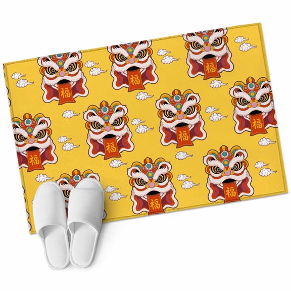 Area Rugs 2x3, Lunar New Year Chinese Lion Dance Non Slip Washable Rug Indoor Carpet Soft Floor Rugs for Home Living Room Bedroom Dining Room Office