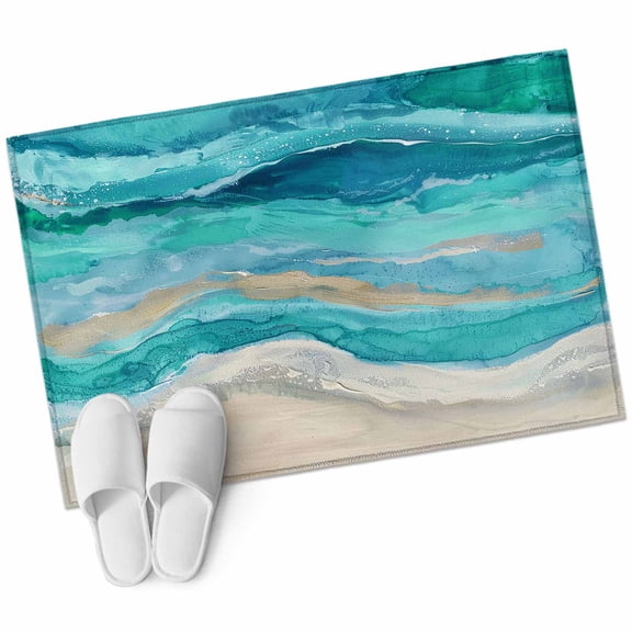 Area Rugs 2x3,Marine Coastal Wave Turquoise Ombre Non Slip Washable Rug Indoor Carpet Soft Floor Rugs for Home Living Room Bedroom Dining Room Office