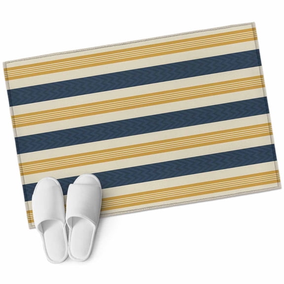 Area Rugs 2x3,Minimalist Blue Dark Yellow Stripe Non Slip Washable Rug Indoor Carpet Soft Floor Rugs for Home Living Room Bedroom Dining Room Office