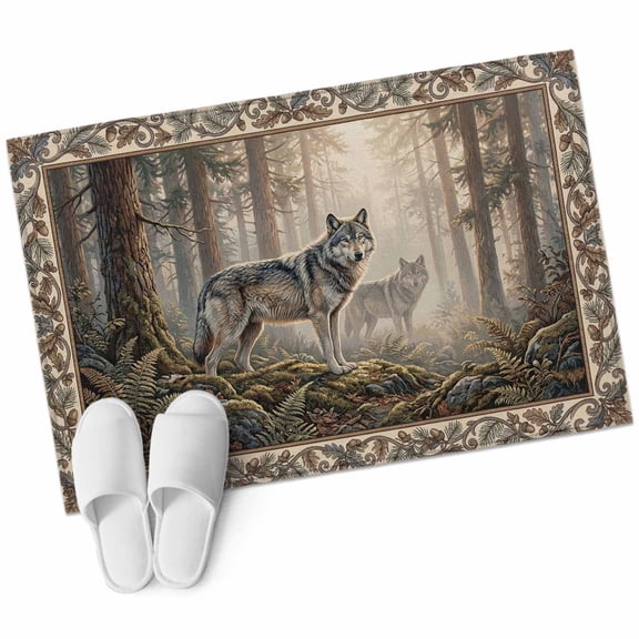 Area Rugs 2x3, Natural Wild Wolf Forest Scenery Non Slip Washable Rug Indoor Carpet Soft Floor Rugs for Home Living Room Bedroom Dining Room Office