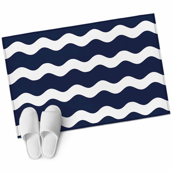 Area Rugs 2x3,Navy Blue White Waves Ripple Non Slip Washable Rug Indoor Carpet Soft Floor Rugs for Home Living Room Bedroom Dining Room Office