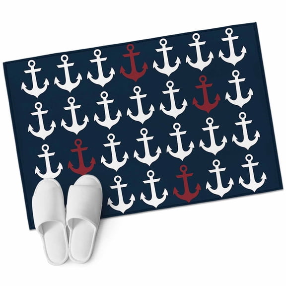 Area Rugs 2x3,Ocean Nautical White and Red Ship's Anchor Non Slip Washable Rug Indoor Carpet Soft Floor Rugs for Home Living Room Bedroom Dining Room Office
